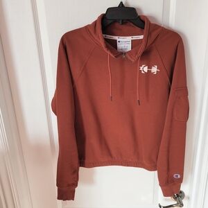 Champion Campus Eco Fleece Mini Zip Mock Neck Large Warm Cinnamon